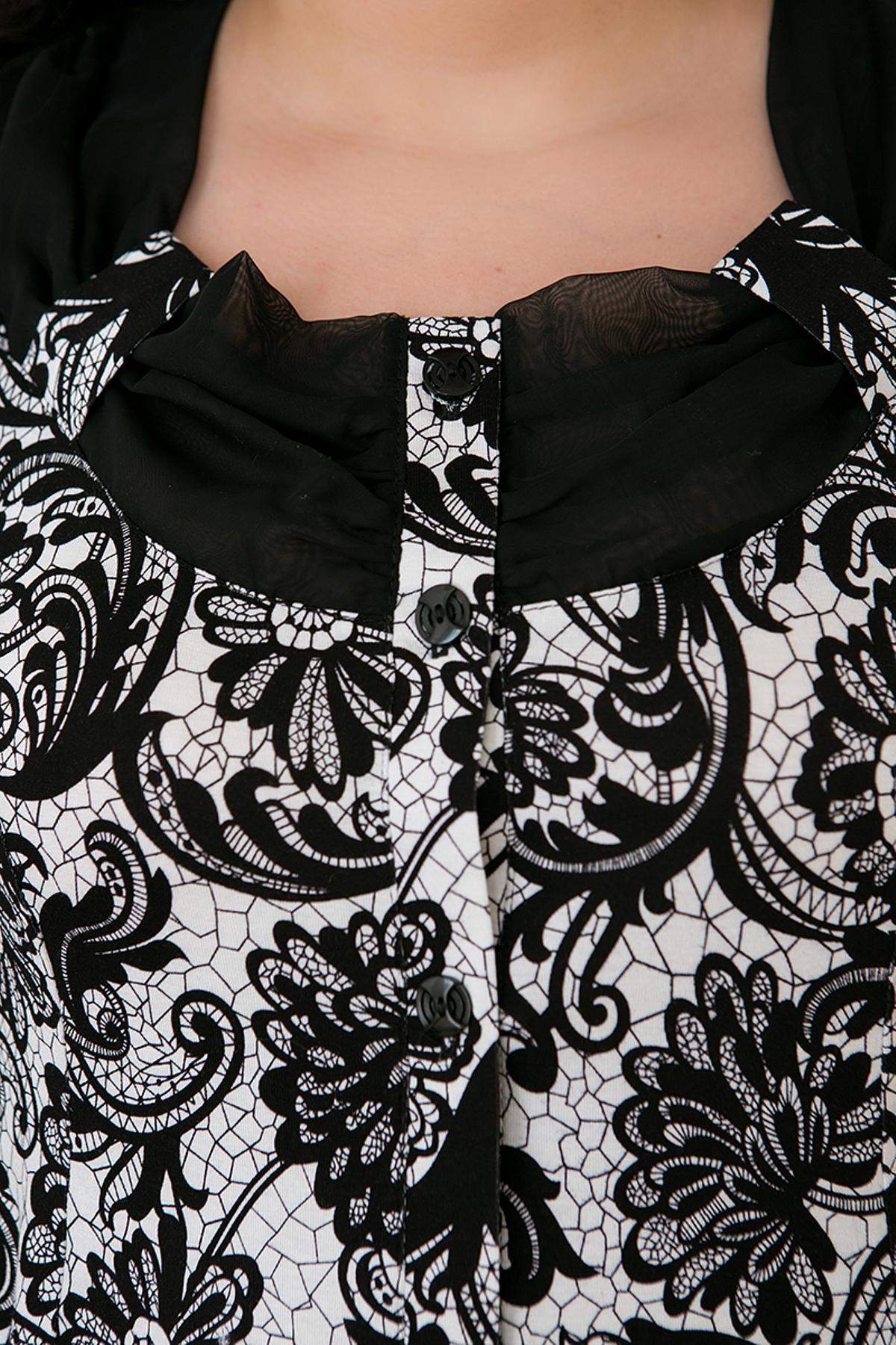Блуза з шифоновими рукавами принт "квіти"